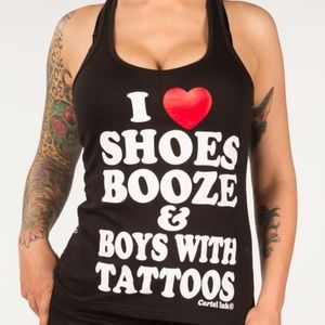 Cartel ink shoes booze and tattoos tank size 2xl